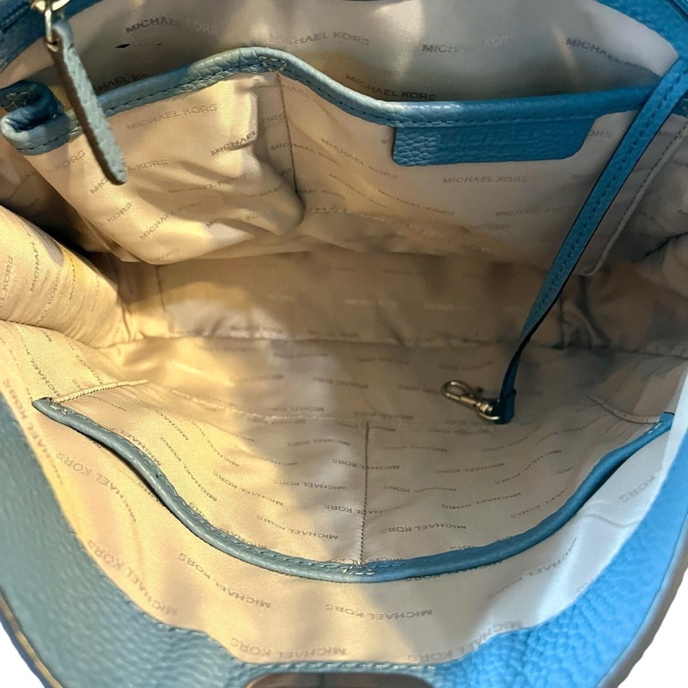 Michael Kors Sullivan Pebbled Leather Crossbody Messenger Bag Slate Blue 11" W - Picture 11 of 13